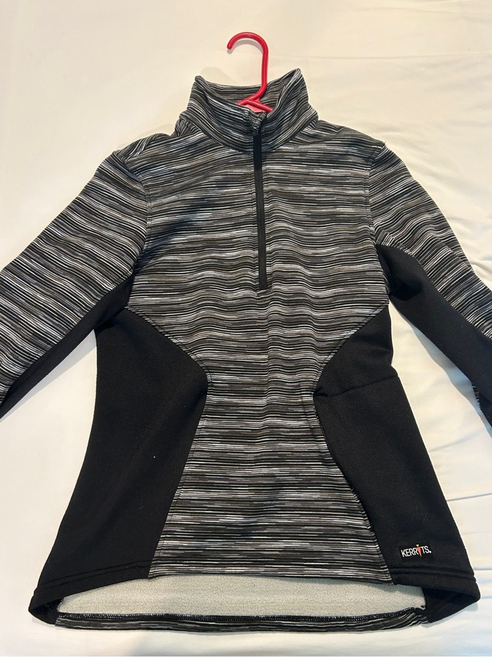 Kerrits Black and Gray Striped Half-Zip Riding Pullover Fleece Small